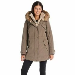 Women's Koolaburra By UGG Faux-Fur Hood Inner-Vest Puffer Coat Olive