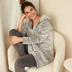 Women's Koolaburra By UGG Plush Hooded Zip Robe With Kangaroo Pocket Old Rose -Koolaburra by UGG Shop unnamed file 484