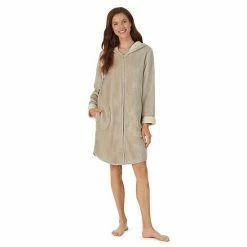 Women's Koolaburra By UGG Plush Hooded Zip Robe Cafe Creme