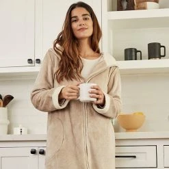 Women's Koolaburra By UGG Plush Hooded Zip Robe Cafe Creme -Koolaburra by UGG Shop unnamed file 503