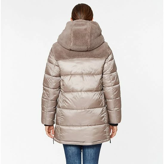 Women's Koolaburra By UGG Hooded Mixed-Media Puffer Jacket Birch 2 Women's Koolaburra By UGG Hooded Mixed-Media Puffer Jacket Birch - Image 2