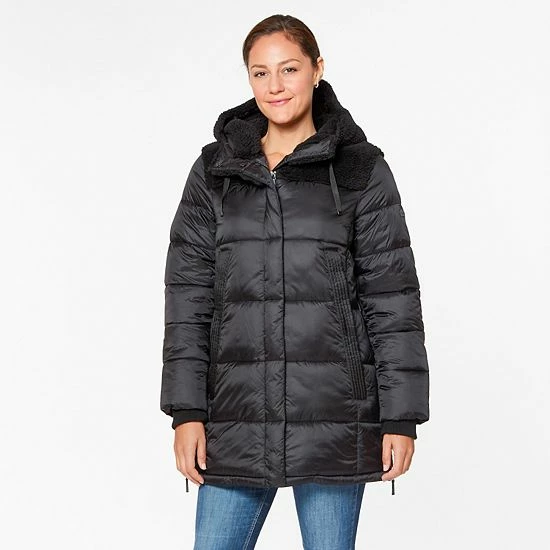 Women's Koolaburra By UGG Hooded Mixed-Media Puffer Jacket Birch 6 Women's Koolaburra By UGG Hooded Mixed-Media Puffer Jacket Birch - Image 6
