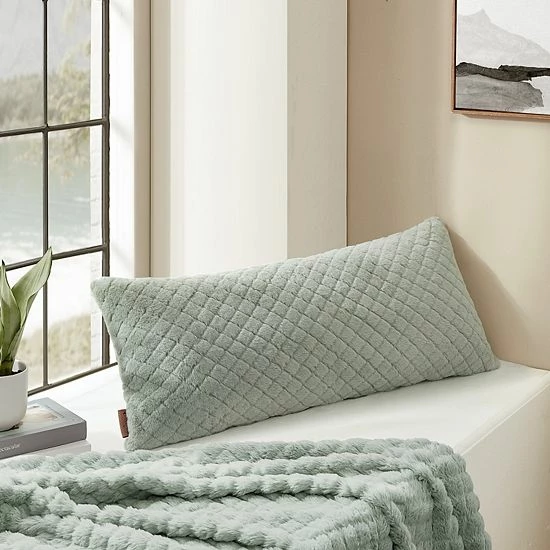 Koolaburra By UGG Octavia Faux Fur Bolster Throw Pillow Wild Dove 2 Koolaburra By UGG Octavia Faux Fur Bolster Throw Pillow Wild Dove - Image 2