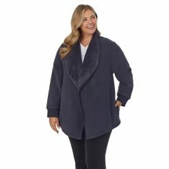 Plus Size Koolaburra By UGG Microfleece & Sherpa Open Cardigan Black -Koolaburra by UGG Shop unnamed file 975
